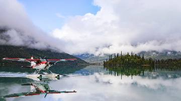 A floatplane on Lake Clark